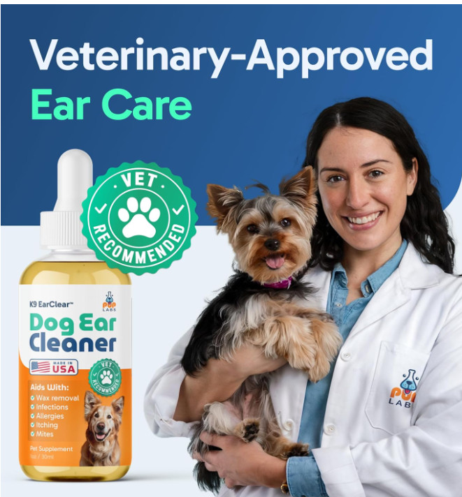 Ear Clear, Natural Dog Ear Cleaner and Infection Treatment for Dogs, Dog Drops