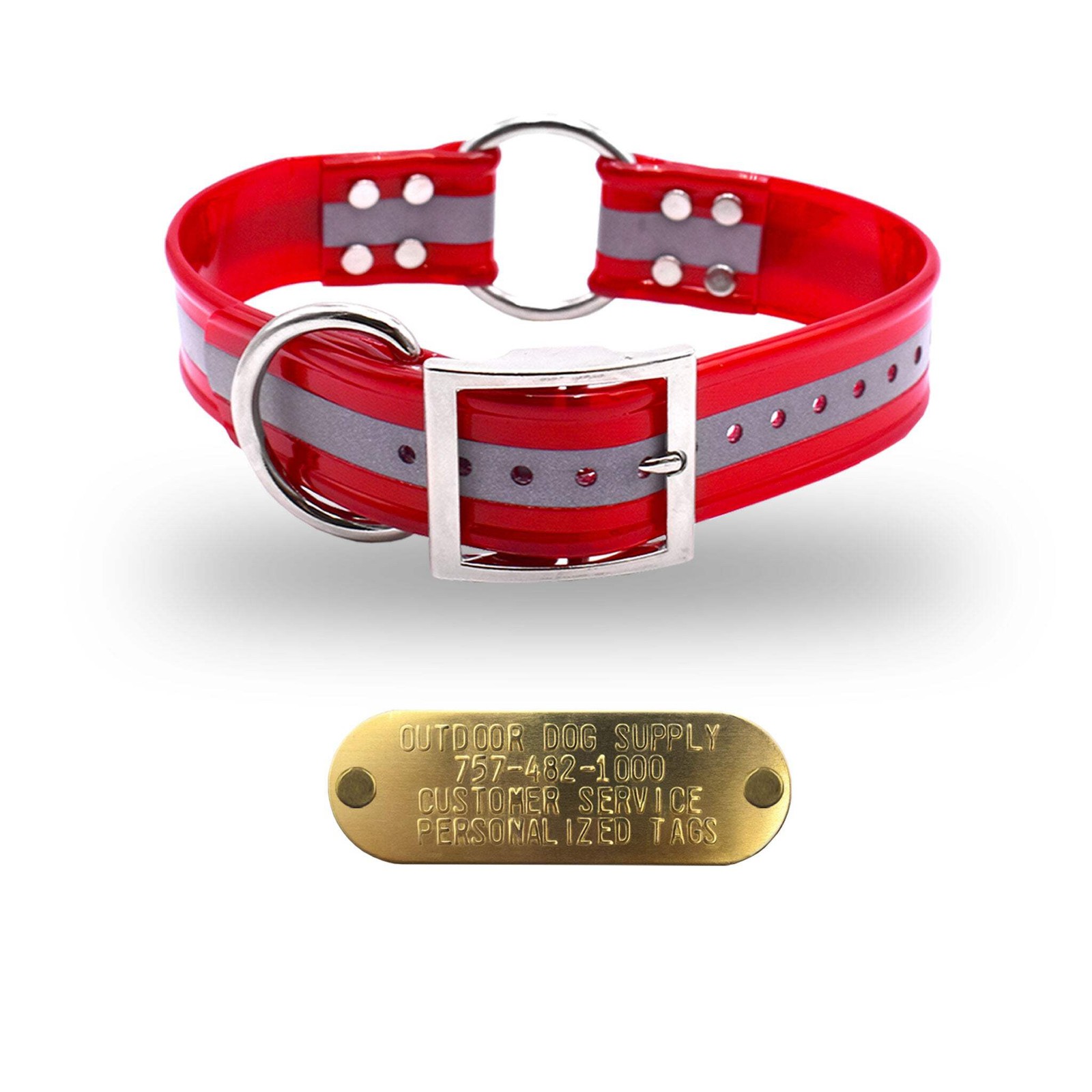 21″ Hunting Dog Name Collar Strap Heavy Duty Center Ring 1 1/2″ Wide Reflective