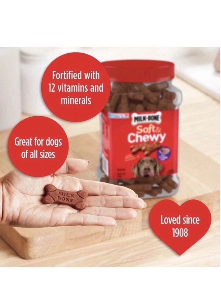 2 PACK – Milk-Bone Soft & Chewy Beef & Filet Mignon Recipe Dog Snacks 37 oz Each