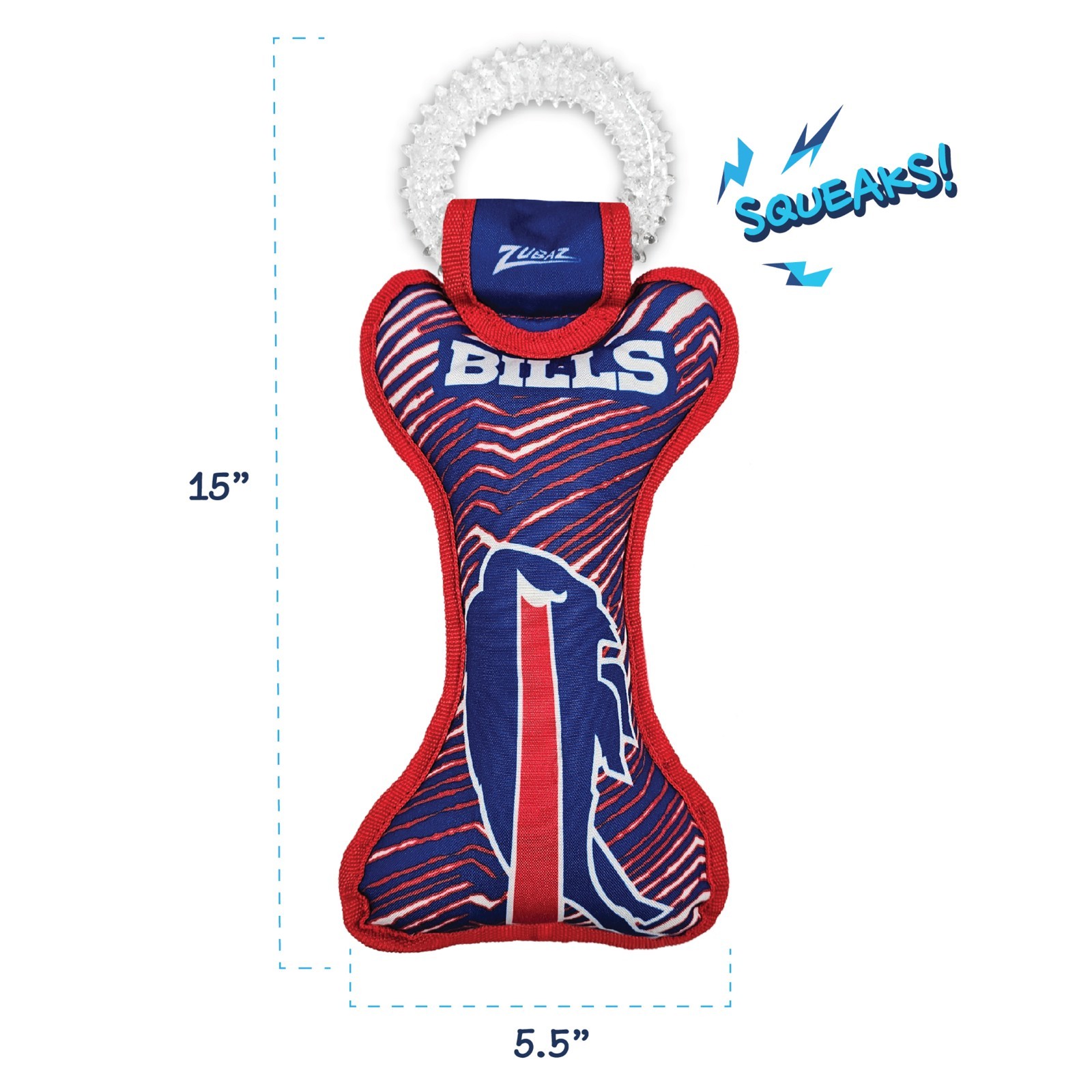 Pets First NFL Zubaz Dental Ring Toy for Dogs & Cats Dog Chew Toy with Squeaker