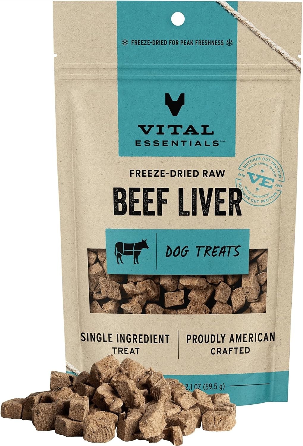 Beef Liver Dog Treats, 2.1 oz, Freeze-Dried Raw, Single Ingredient, High Protein