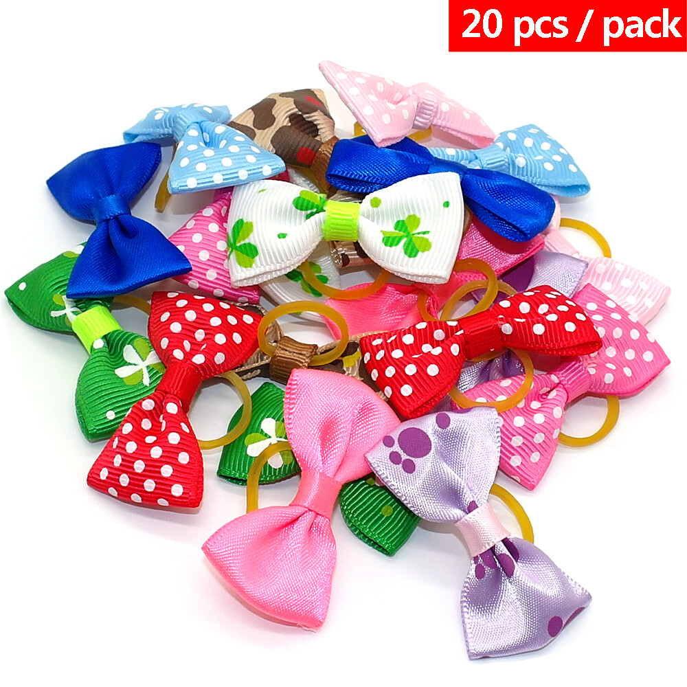 20pcs Dog Hair Bows Clips Grooming Accessories for Pet Puppy Cat Shih Tzu Yorkie