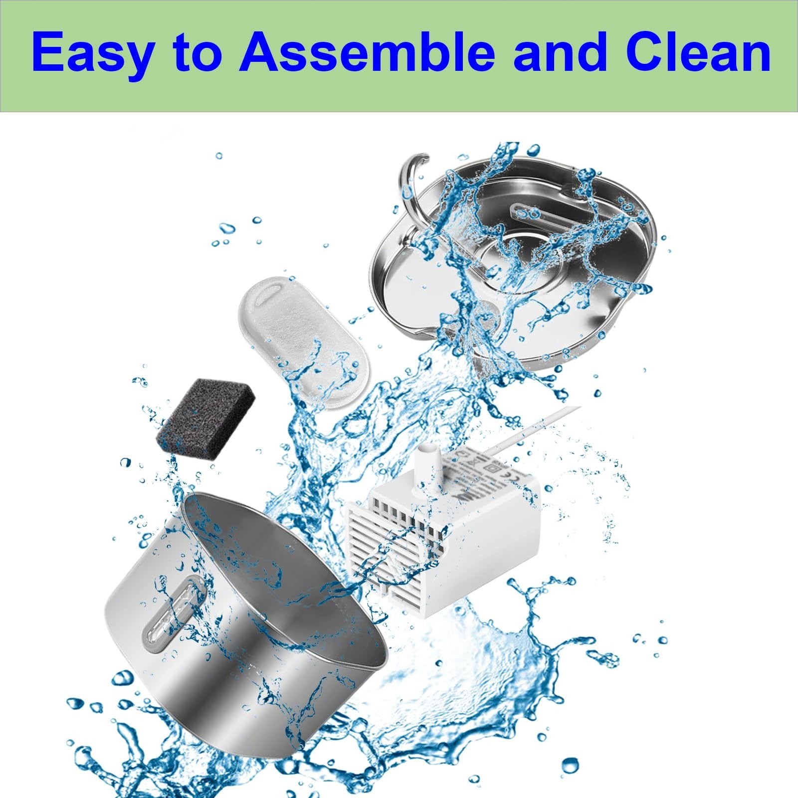 Cat Water Fountain Stainless Steel 74oz/2.2L Automatic Pet Dog Water Fountain