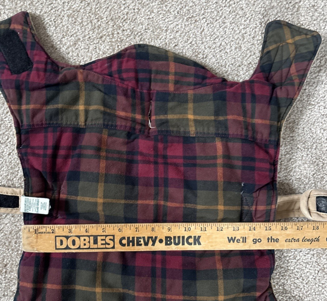 LL Bean Dog Reversible Field Coat Jacket Tan/Plaid Flannel Cotton Item 505832