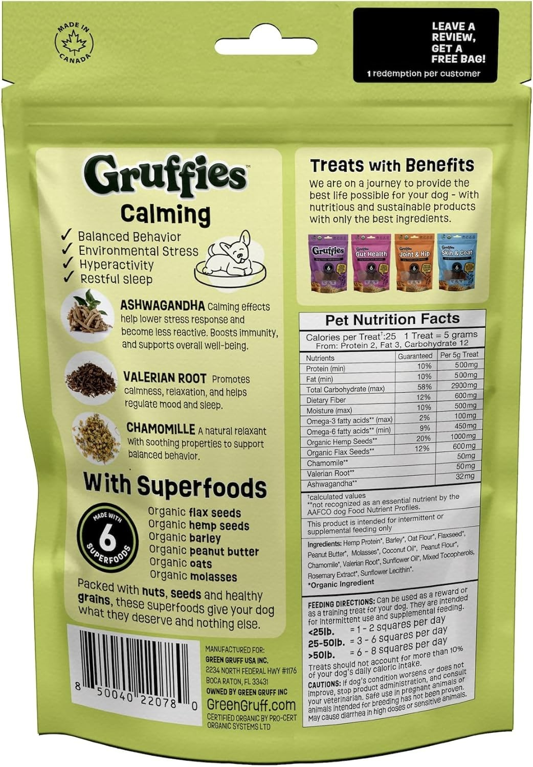 Calming Organic Dog Treats – Supports Relaxation & Balanced Behavior – with Ashw