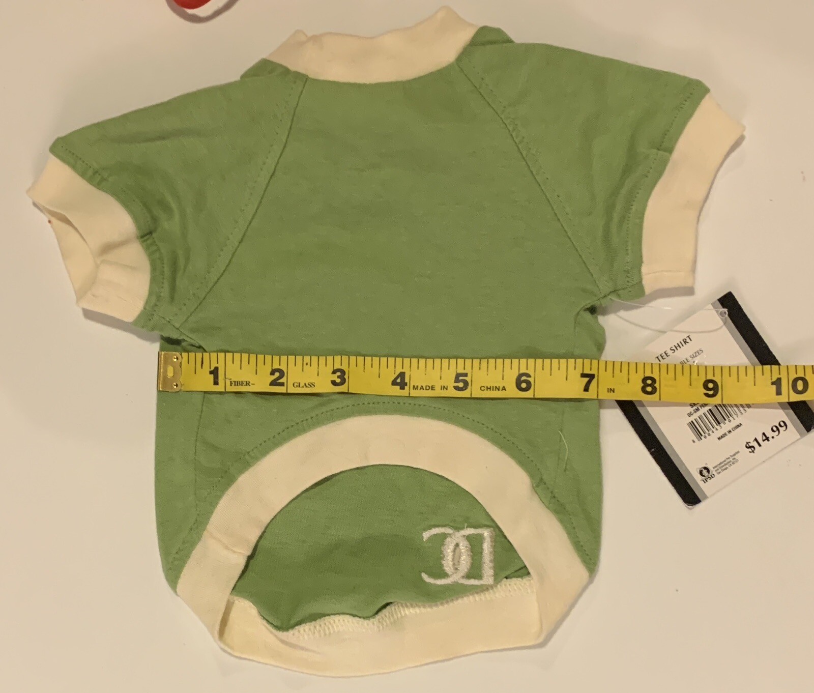 Dickens’ Closet Fern Green Short Sleeve Dog Shirt With White Trim Size Small NWT