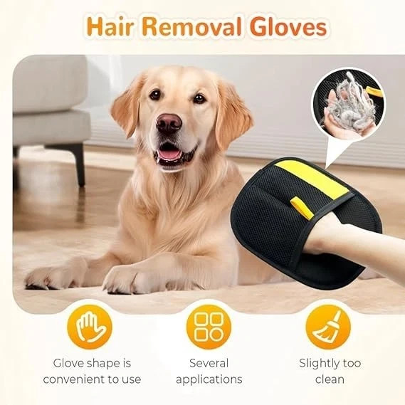 2PC Electrostatic Pet Hair Removal Gloves Brush,Double-sided Pet Grooming Glove