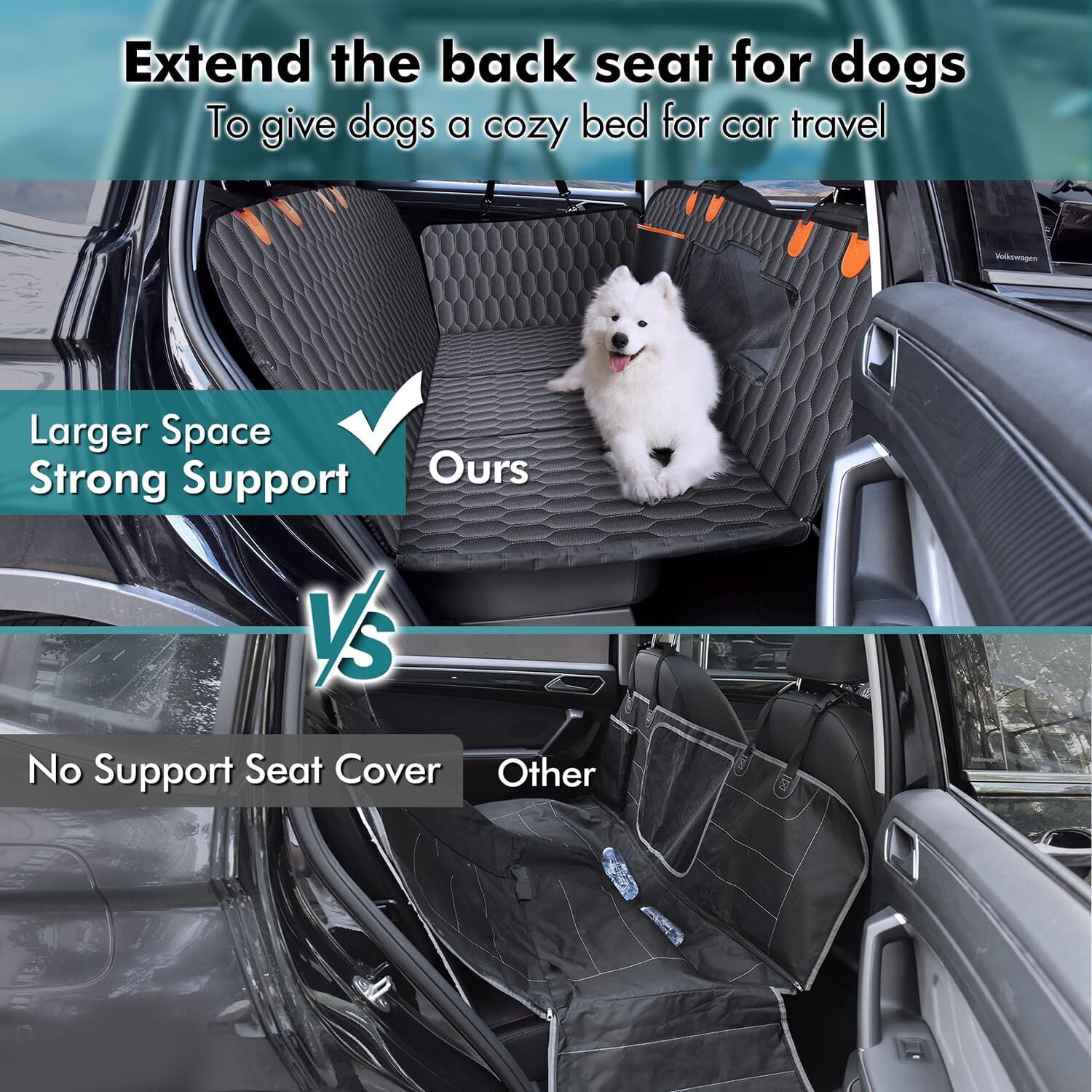 Pet Dog Seat Cover Hammock Seat Pad Back Car Truck w/Pet Seatbelt Waterproof