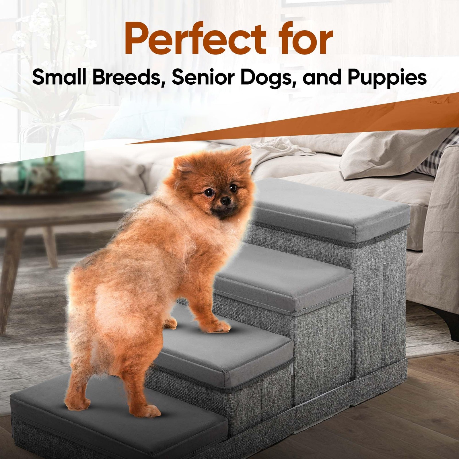 BOSQUE Dog Stairs for High Bed, Foldable Pet Stairs for Small Medium or Large…