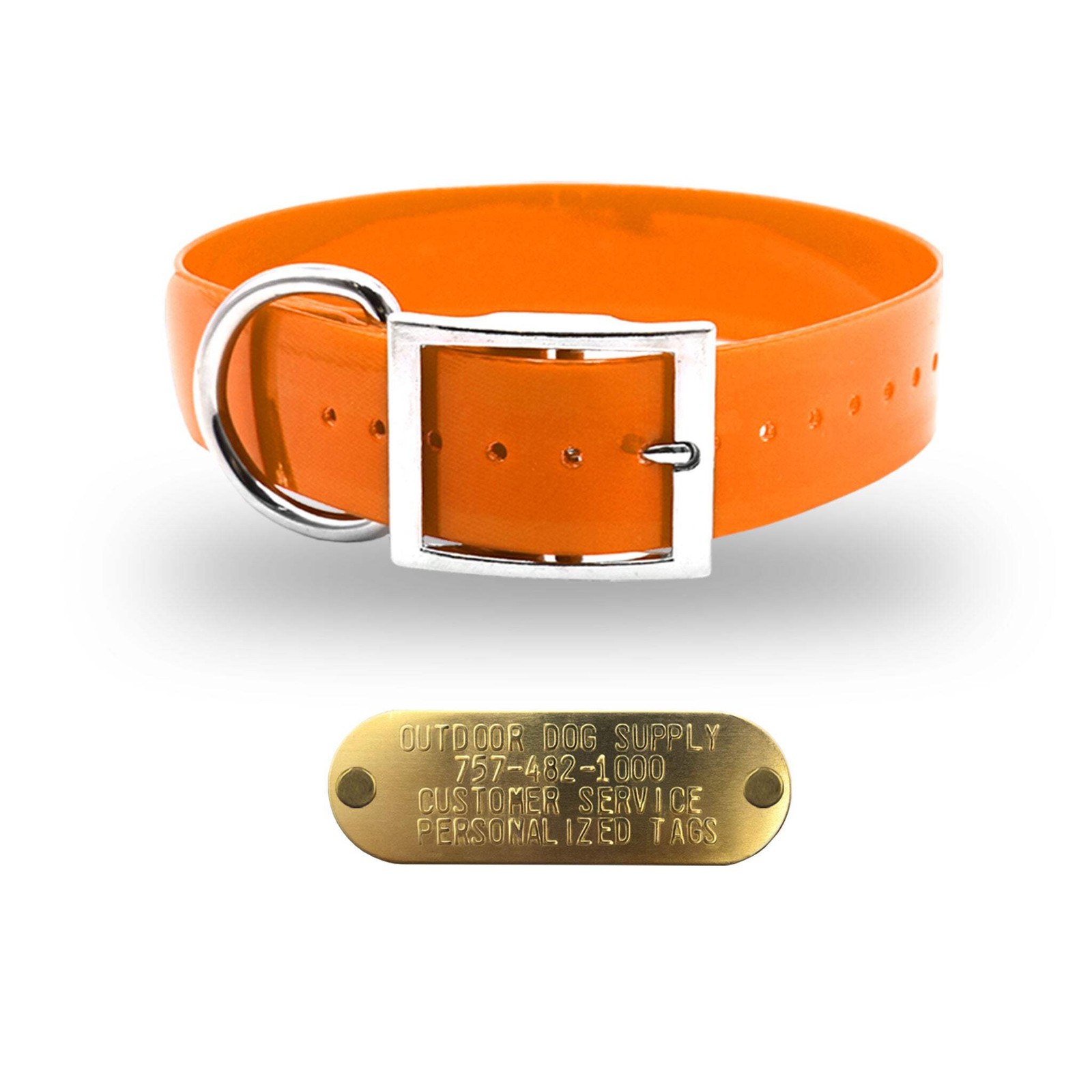 21″ Hunting Dog Name Collar Strap Heavy D Ring 1 1/2″ Custom ID Tag Plate