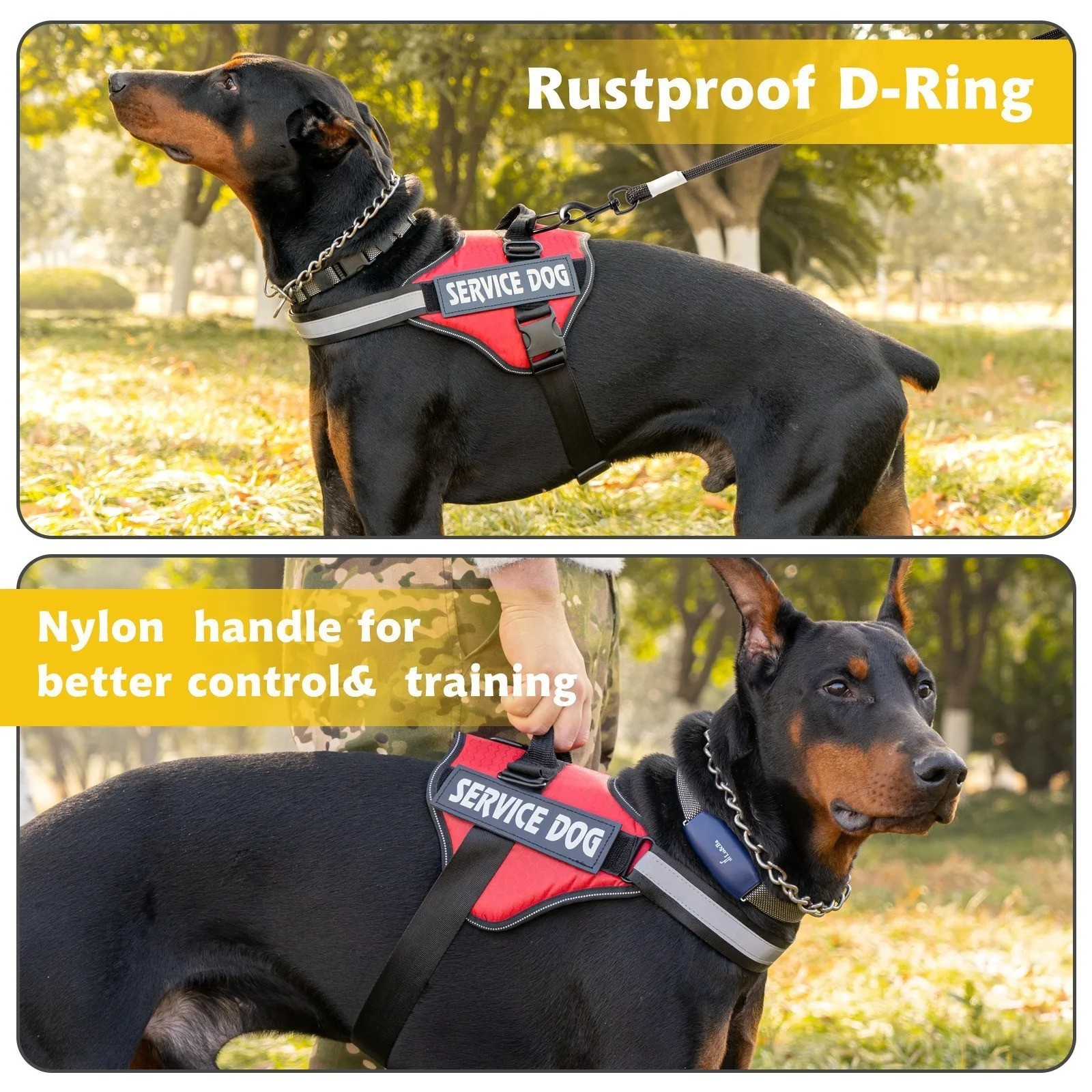 Reflective Service Dog Vest Harness, Woven Nylon with Adjustable Straps XS-XXL