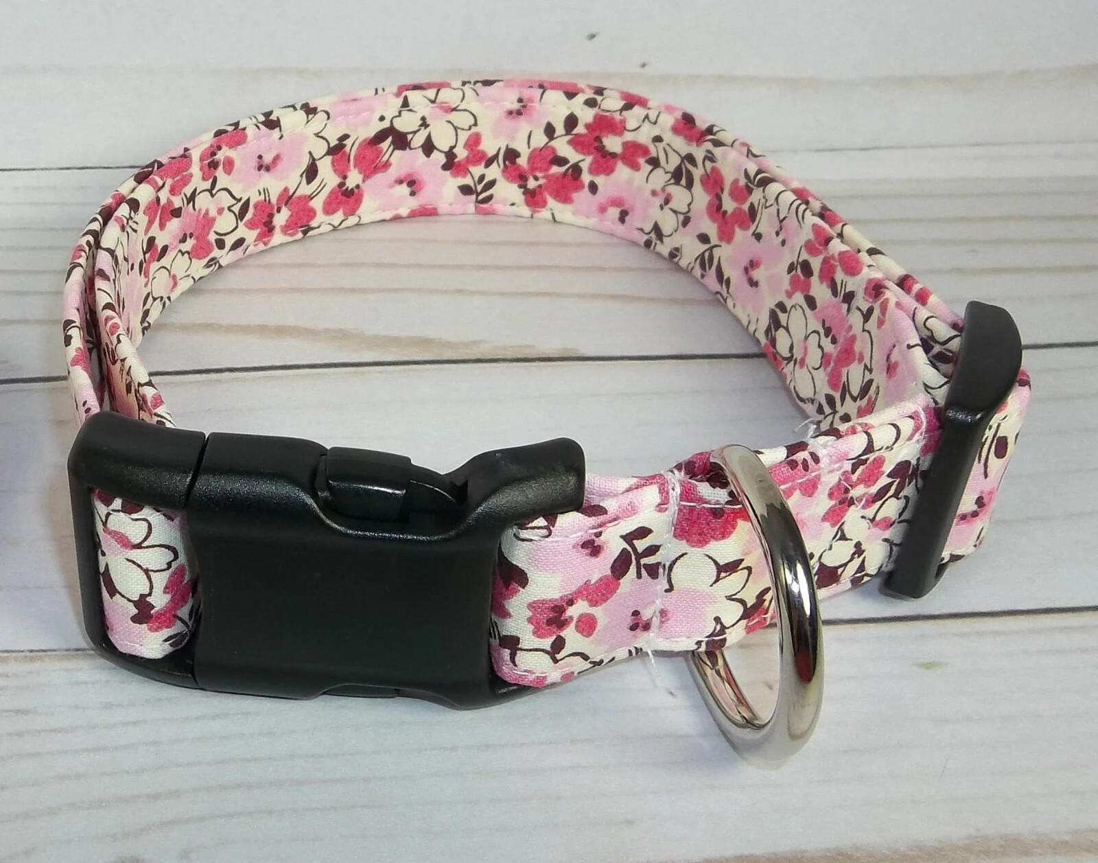 Pink on Pink Flowers Terri’s Dog Collars handmade adjustable floral