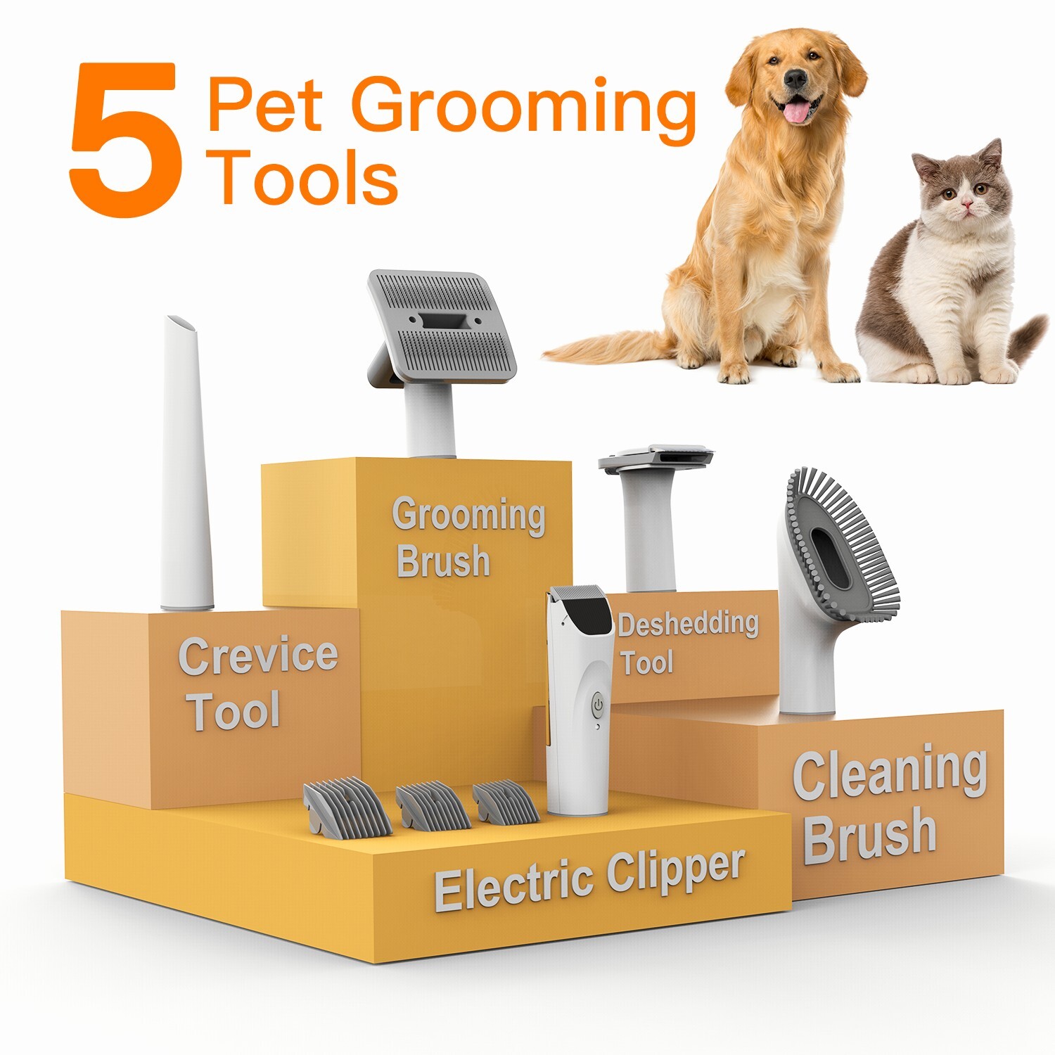 AIRROBO PG100 Pet Grooming Vacuum & 5 Grooming Tools, 12000Pa Suction Power