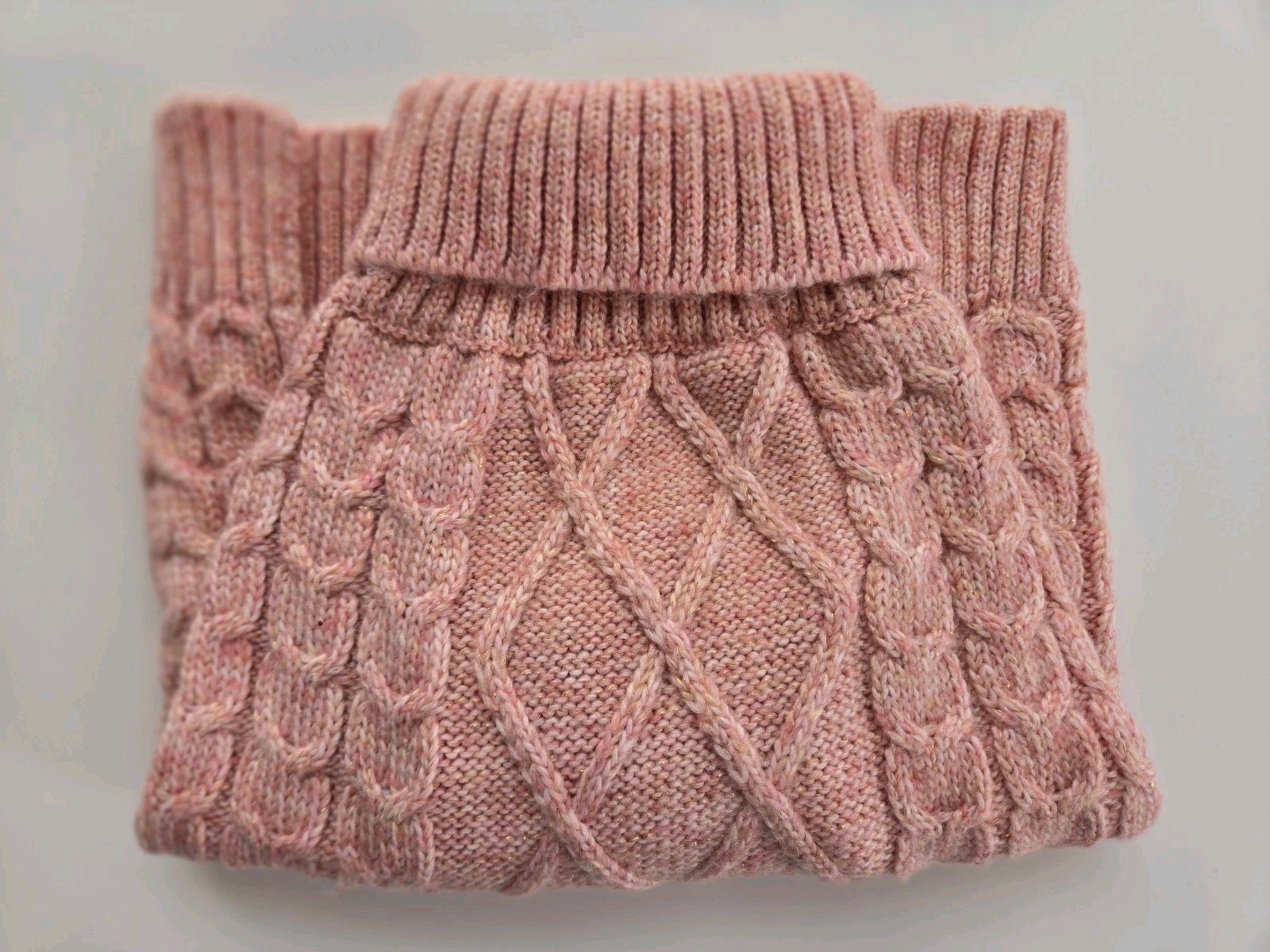 KYEESE Pink Dog Sweater Winter Dog Pullover Knit with Fine Gold Yarn Size L