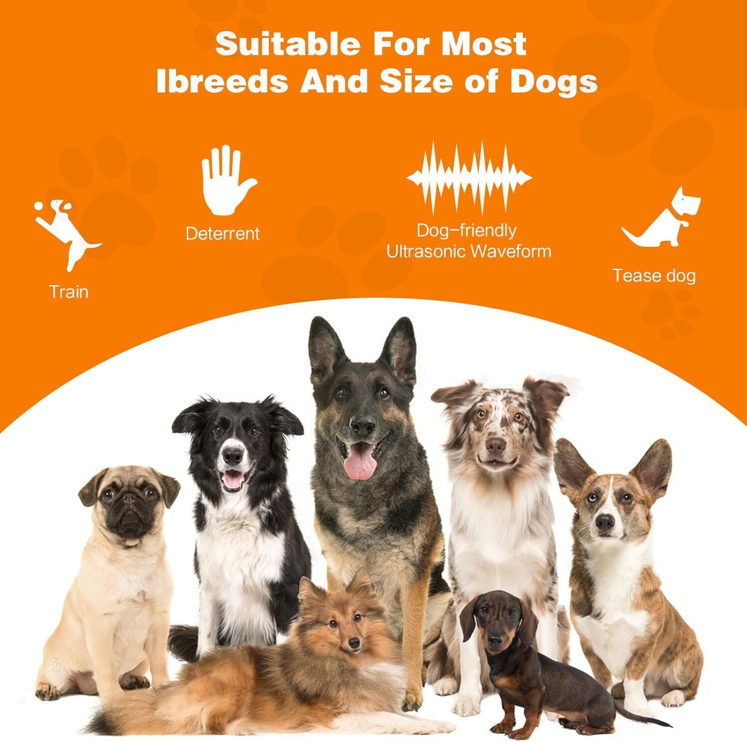3-in-1 Rechargable Ultrasonic Training Tool for Dogs Dog Bark Deterrent Device
