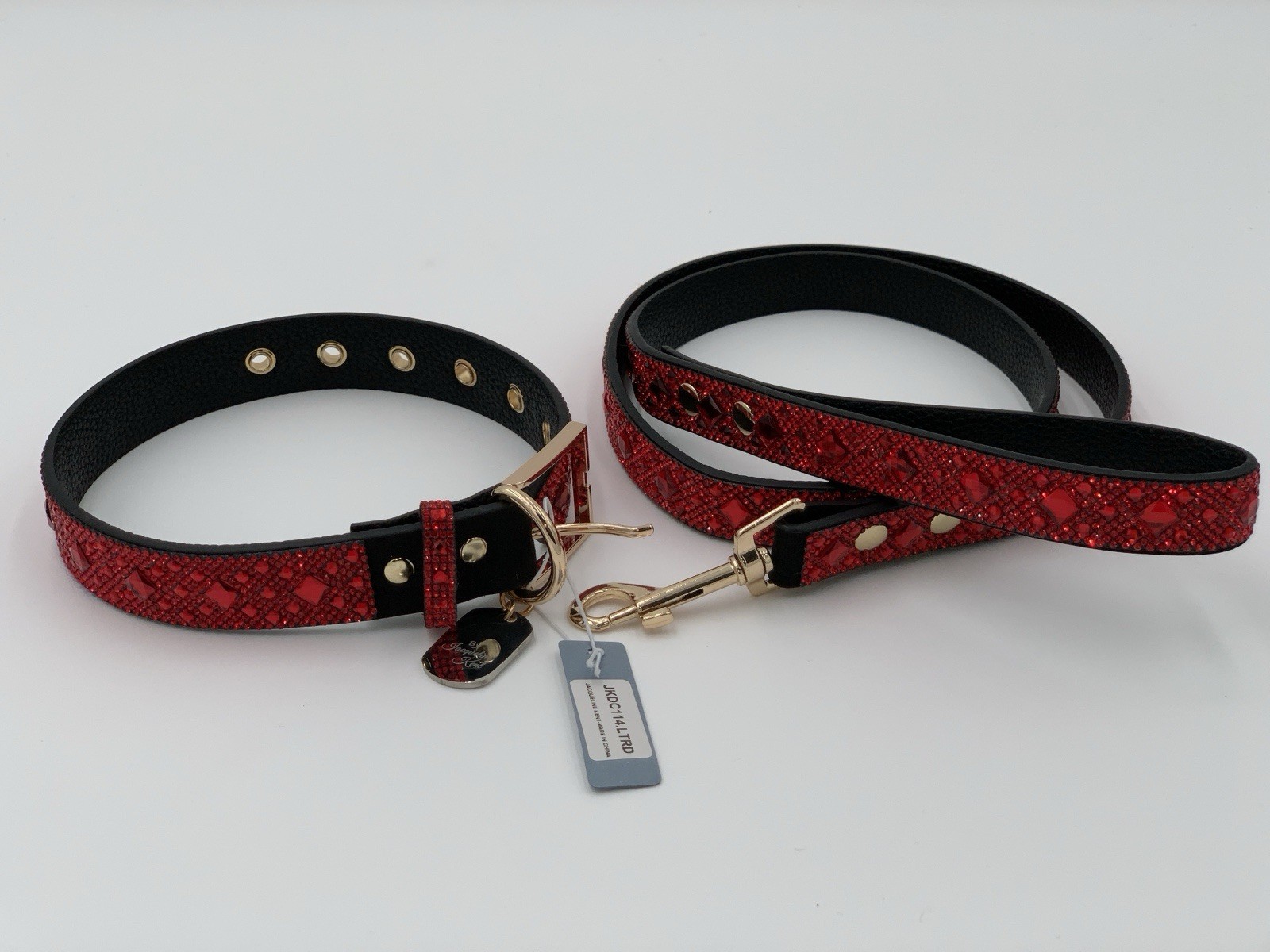 Jaqueline Kent Dog Collar and Leash Set Red Medium New with Tags