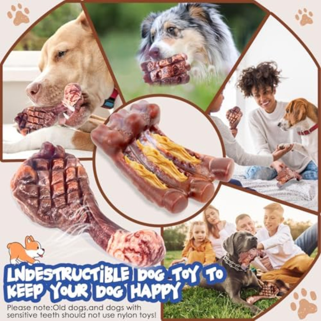 Dog Chew Toys for Aggressive Chewers：2 Pack Indestructible Dog Toy for Large Bre