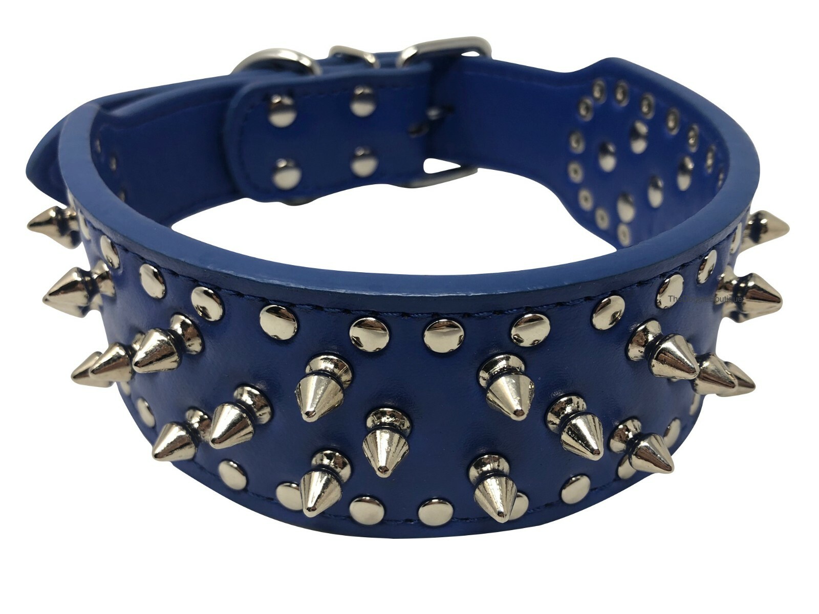 Dog Collar Studded Spikes Rivet Adjustable Faux Leather 2″ wide S M L XL
