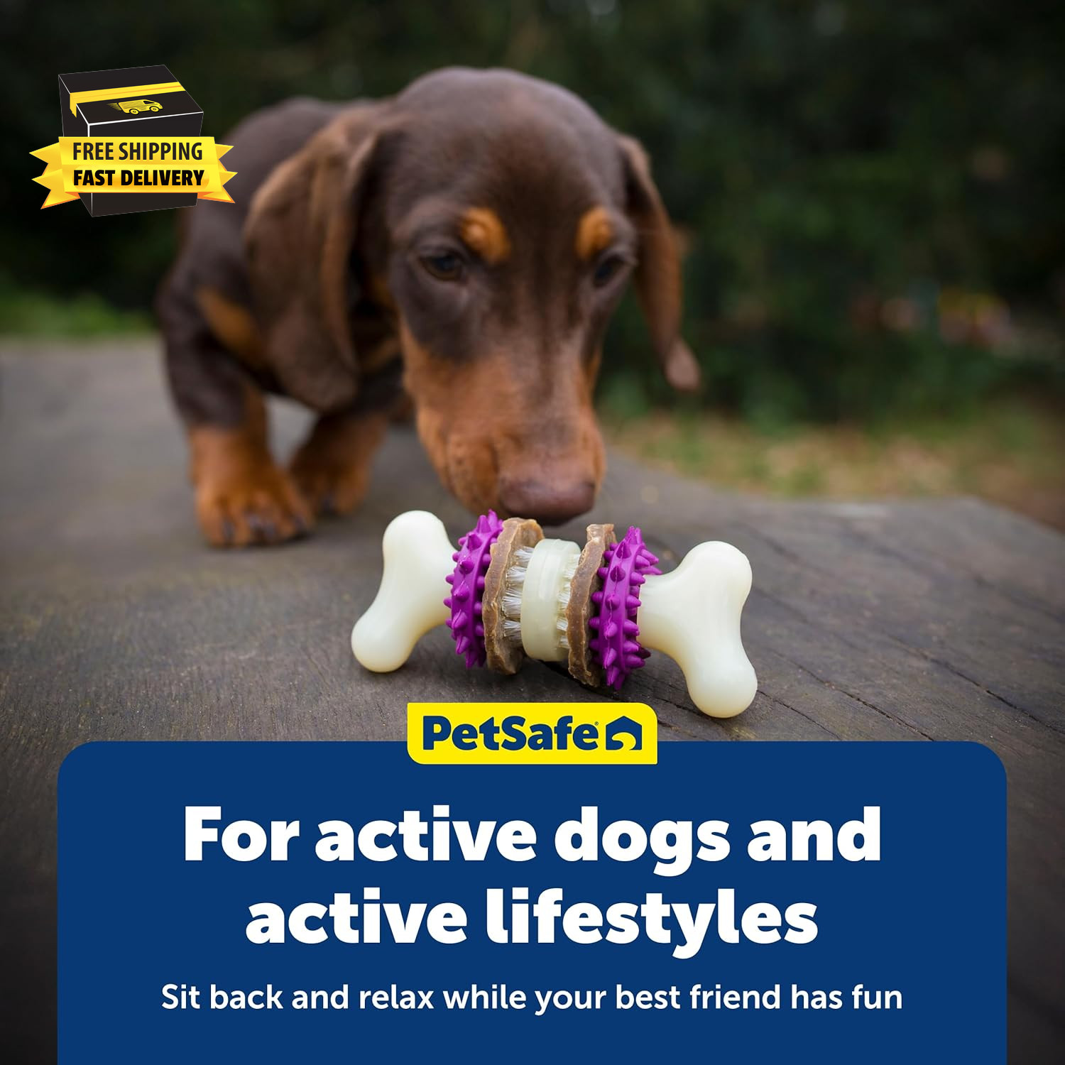 Busy Buddy Bristle Bone – Durable Dog Chew Toy with Bristles & Rubber Nubs for D