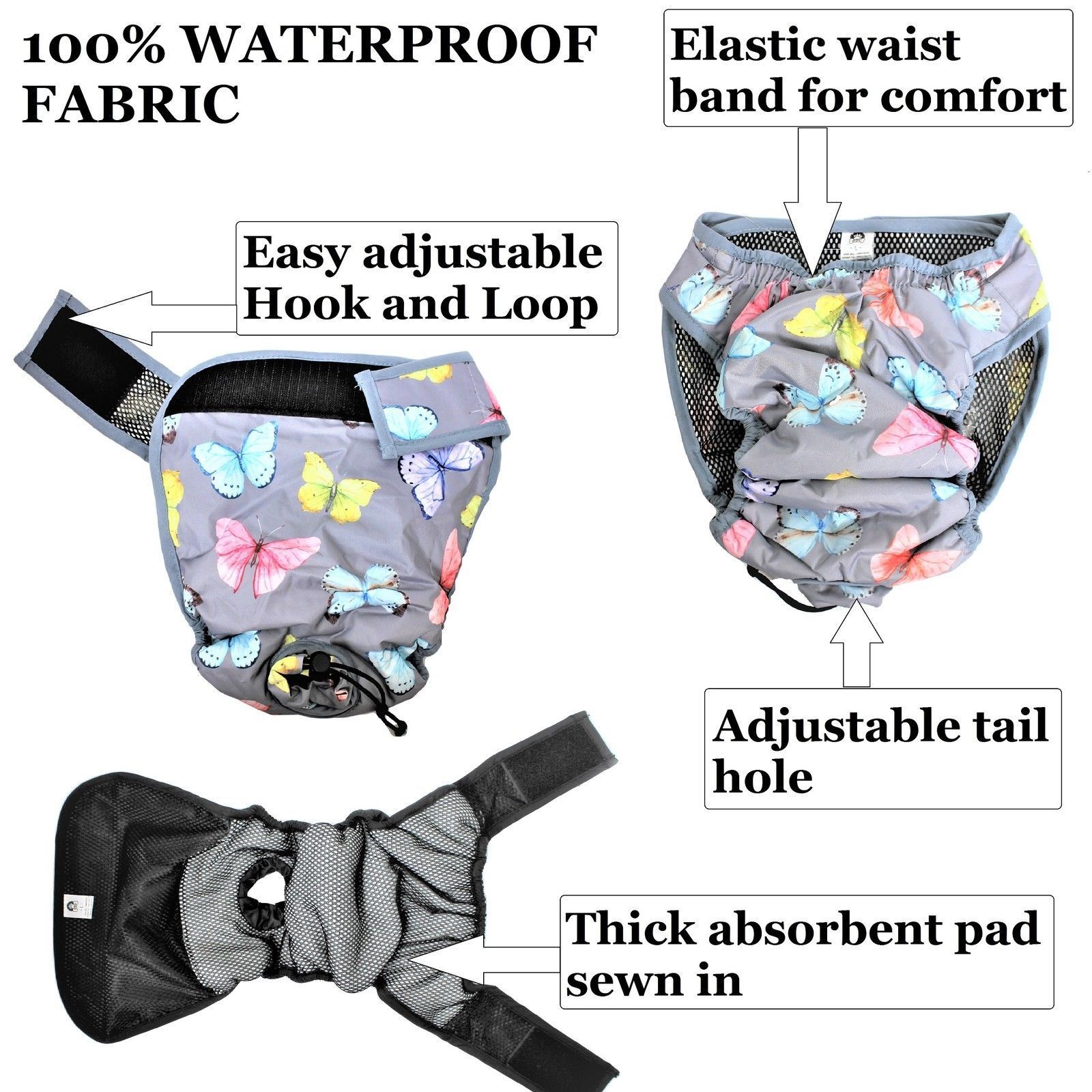 LEAK PROOF Cat Female Dog Diaper WATERPROOF Washable ABSORBENT Pad sz XXS – XXXL
