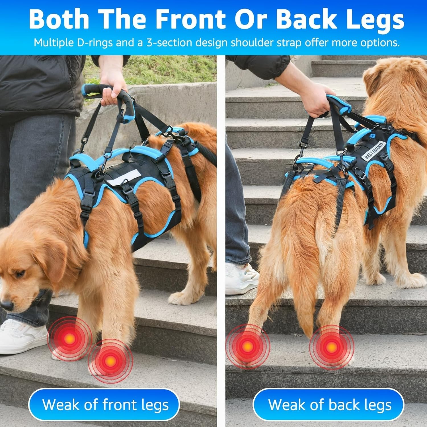 Lafoty Dog Lift Harness for X-LARGE Dogs 2-in-1 Help Em Up Harness SupportAid