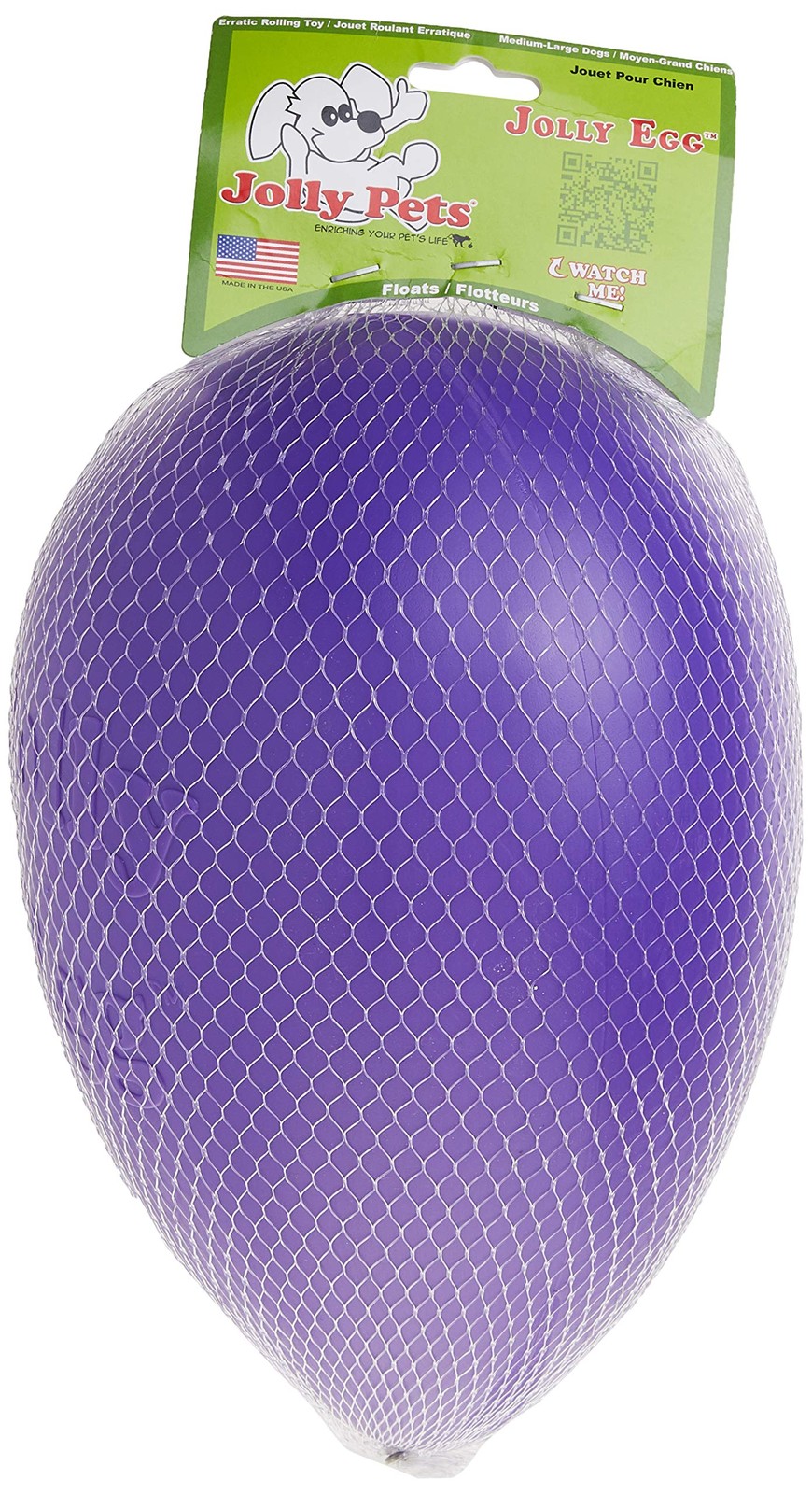 Jolly Pets Large 12 Inch Jolly Egg Dog Toy Purple For Water Fun And Play