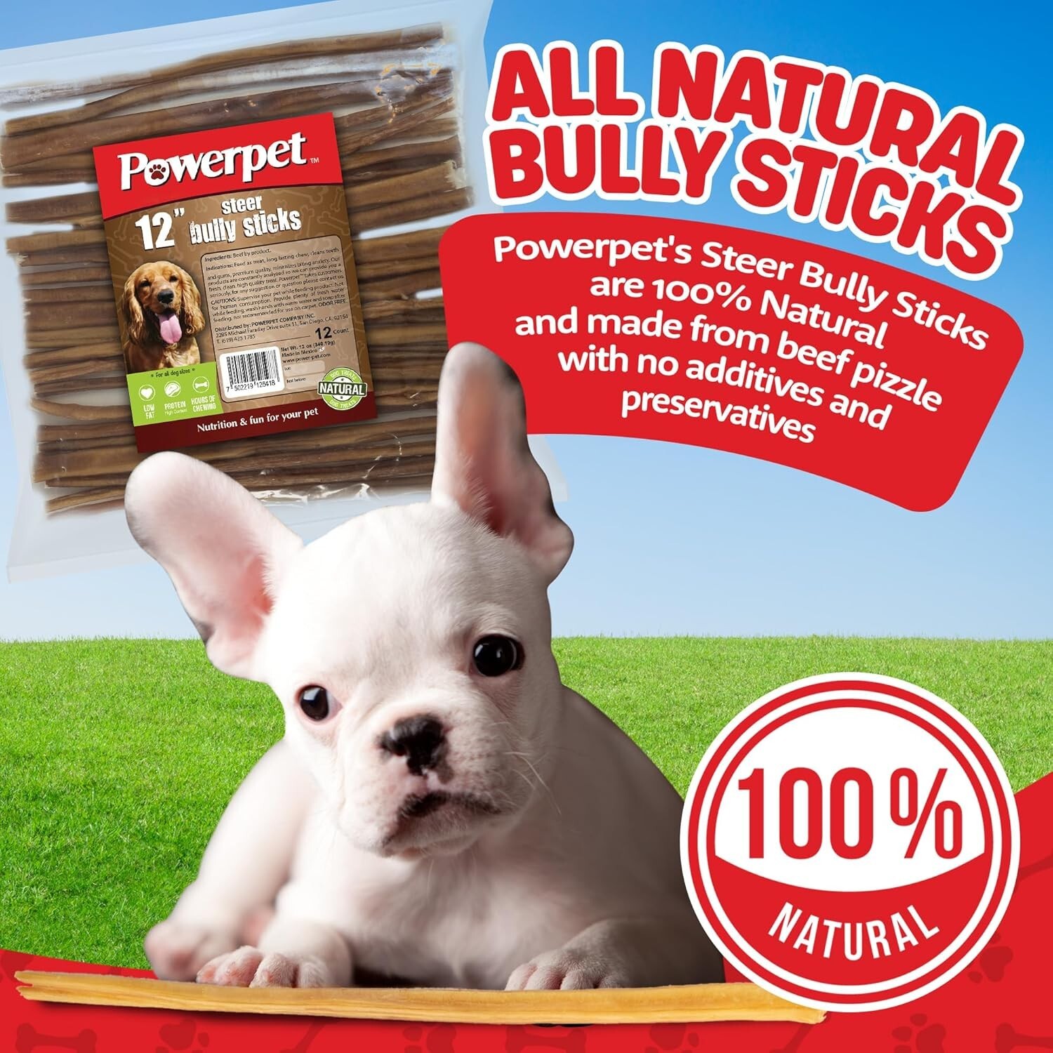 Bully Sticks 12″ 100% Natural Dog Chews & Treats, BRC Certified
