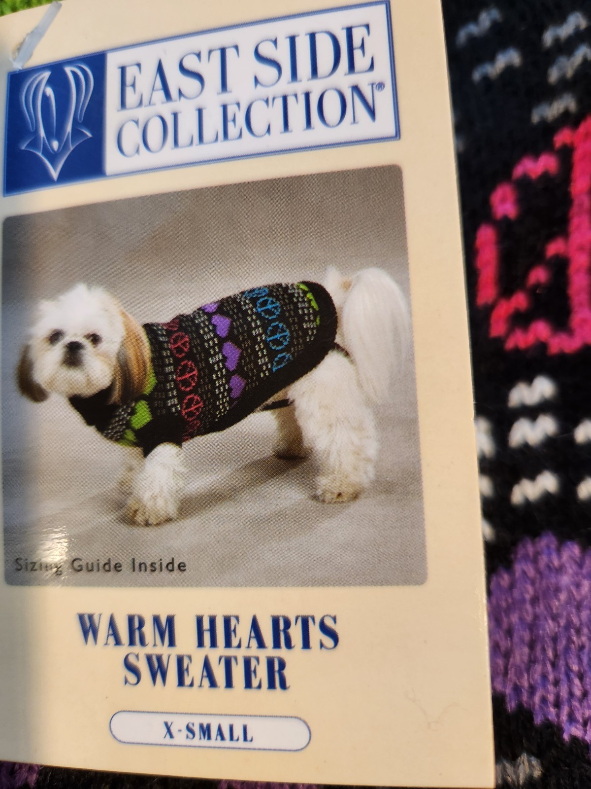 East Side DOG Sweater Warm Hearts Print Dog Sweater, X-Small, Black