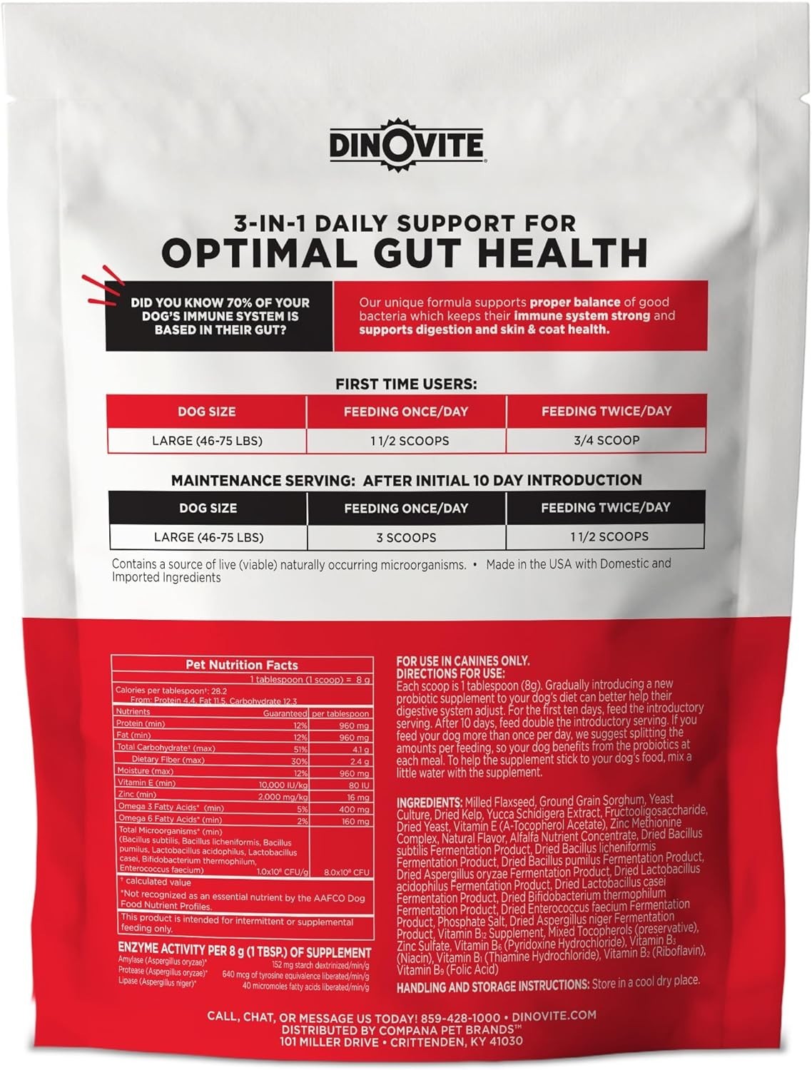 Dinovite Probiotic Supplement for Dogs – Omega 3 for Dogs – Hot Spot Relief