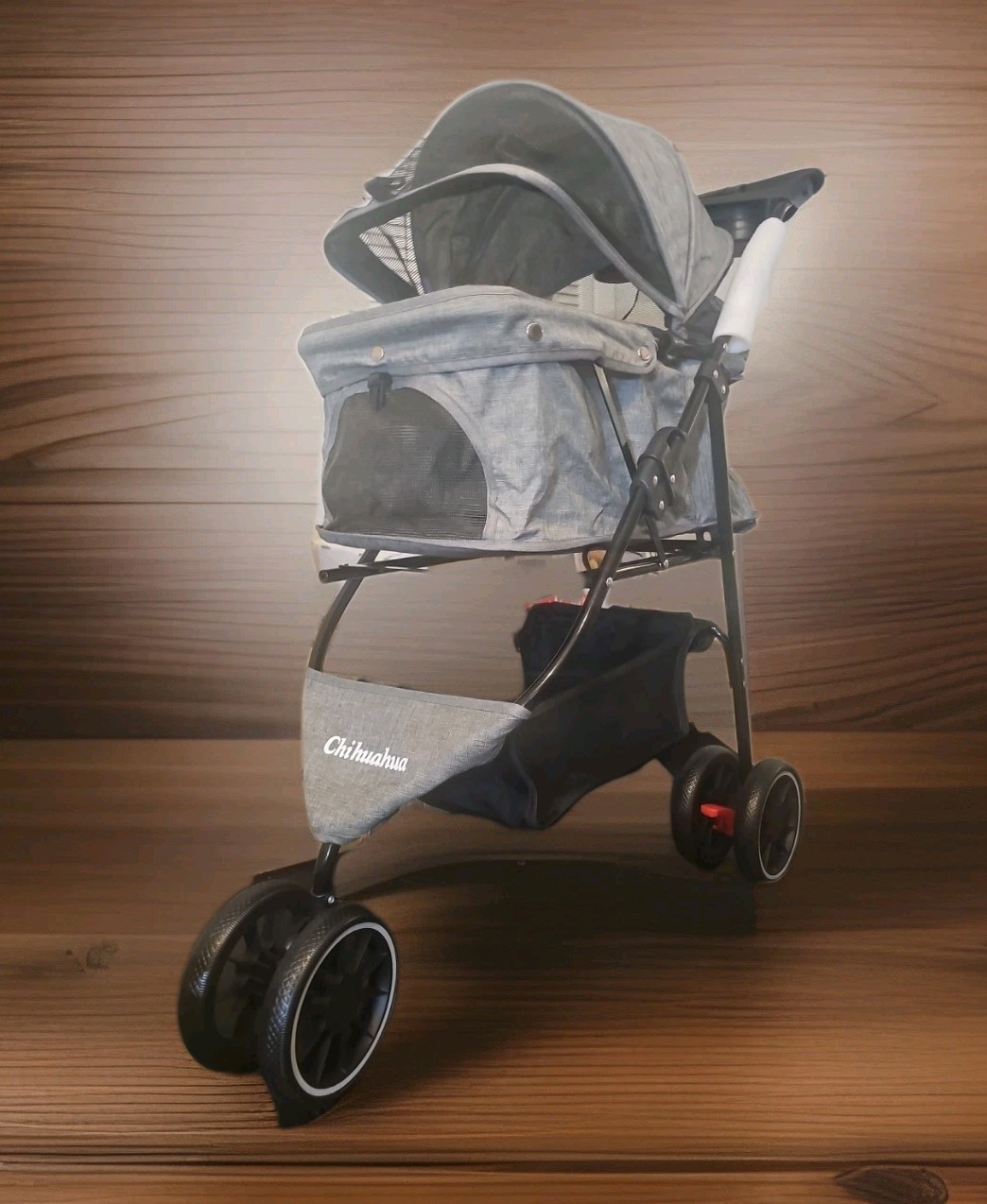 CHIHUAHUA 🐕 Pet Dog Cat Stroller for Sm~lrg Dogs Cats w/ Cup Holder Blk~n~Gry👀
