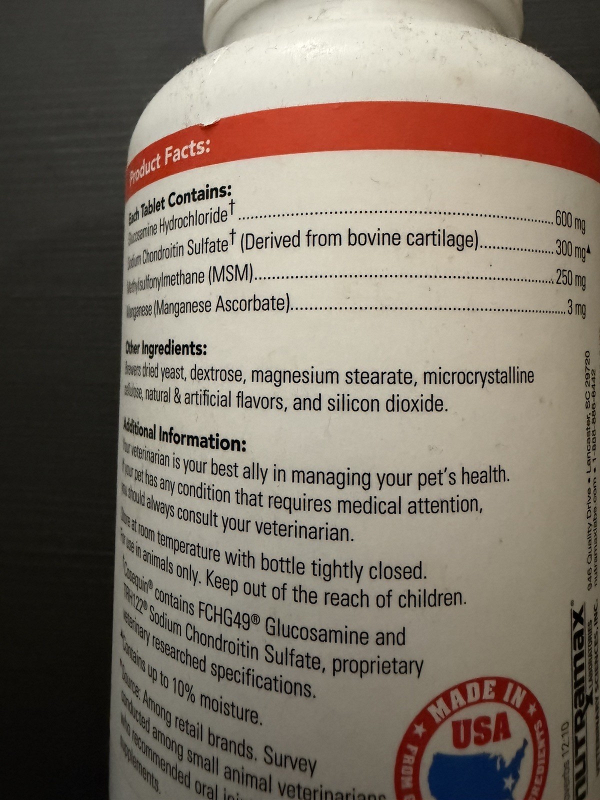 Cosequin DS Plus MSM + HA Joint Health Supplement for Dogs Chewable Tablets 180