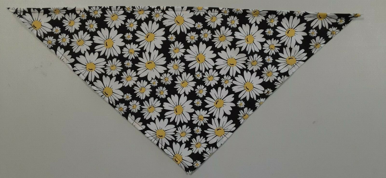 Dog Bandana/Scarf, Tie On, Black, White Daisies, S, M, L