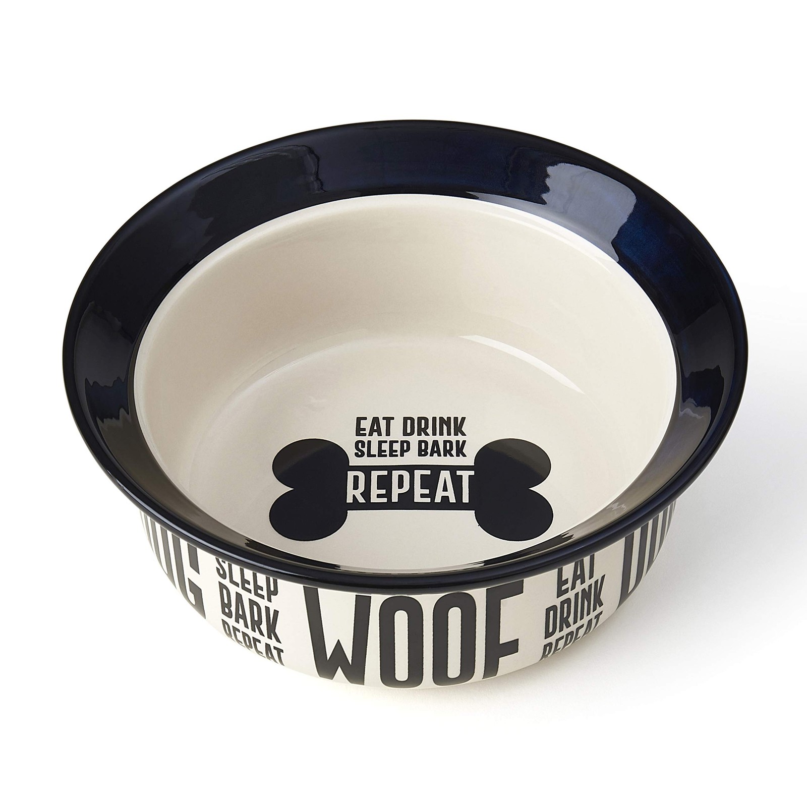 Dishwasher Safe Two-Tone Stoneware Dog Bowl 4-Cup for Medium and Large Pets