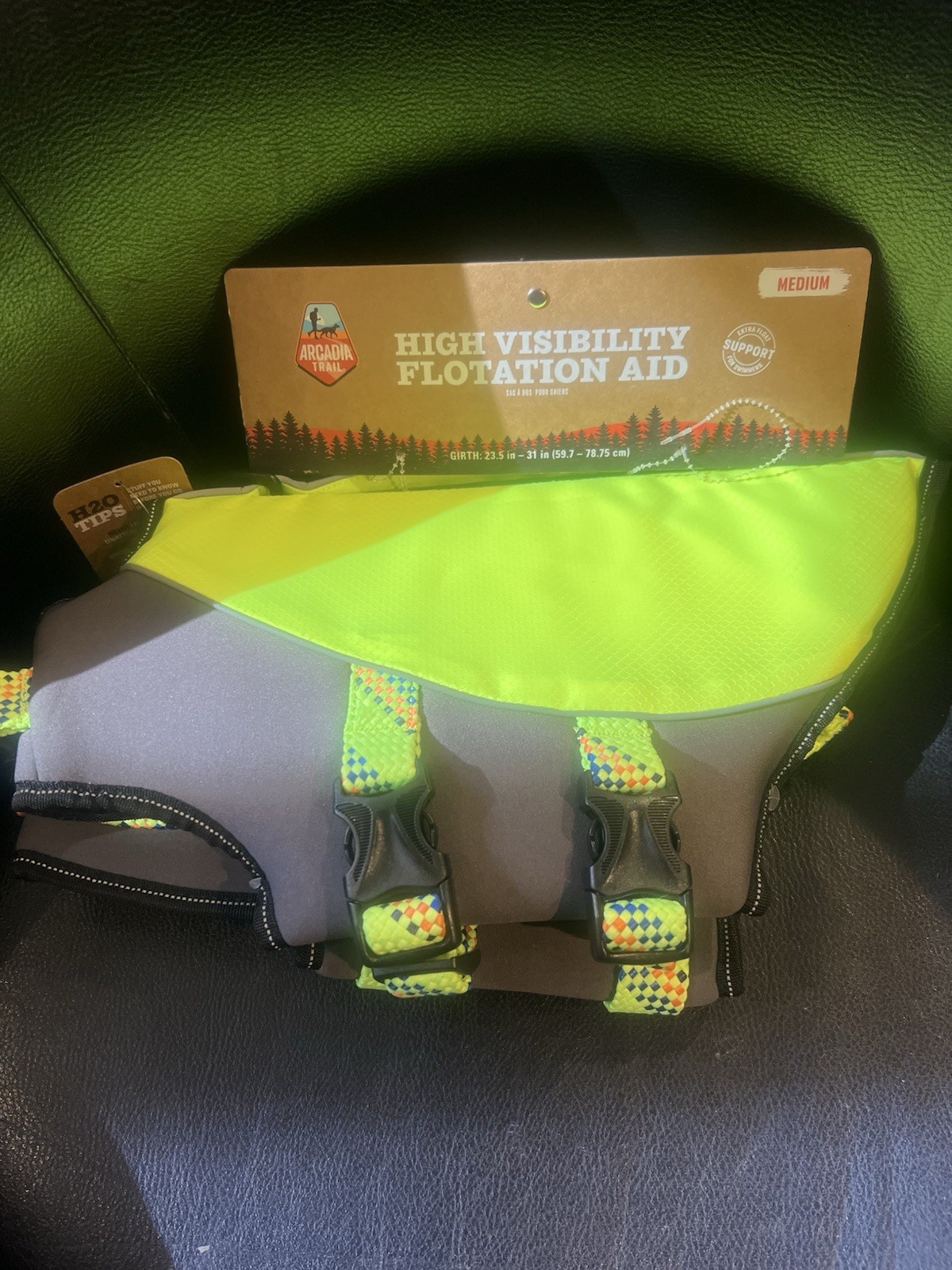 Arcadia Trail High Visibility Neon Green Dog Flotation Life Jacket – New Medium
