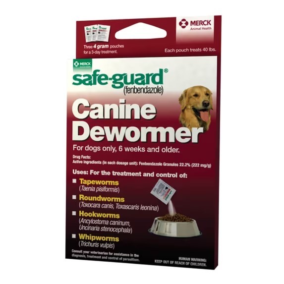 Safe-Guard Panacur Canine Dewormers K9 Dogs 40 lbs 4gm 3-Pack