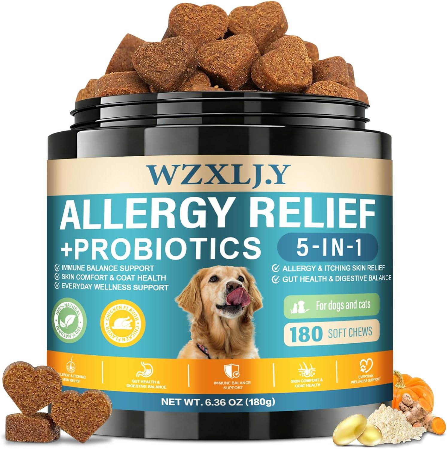 Dog Allergy Chews for Itchy Skin Paw Licking Immune Support Dogs 180 Ct