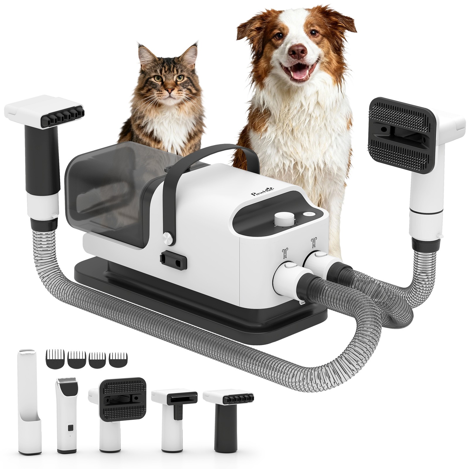 PawHut 5 in 1 Dog Grooming Vacuum & Dryer w/ Clipper for Shedding Pet Hair