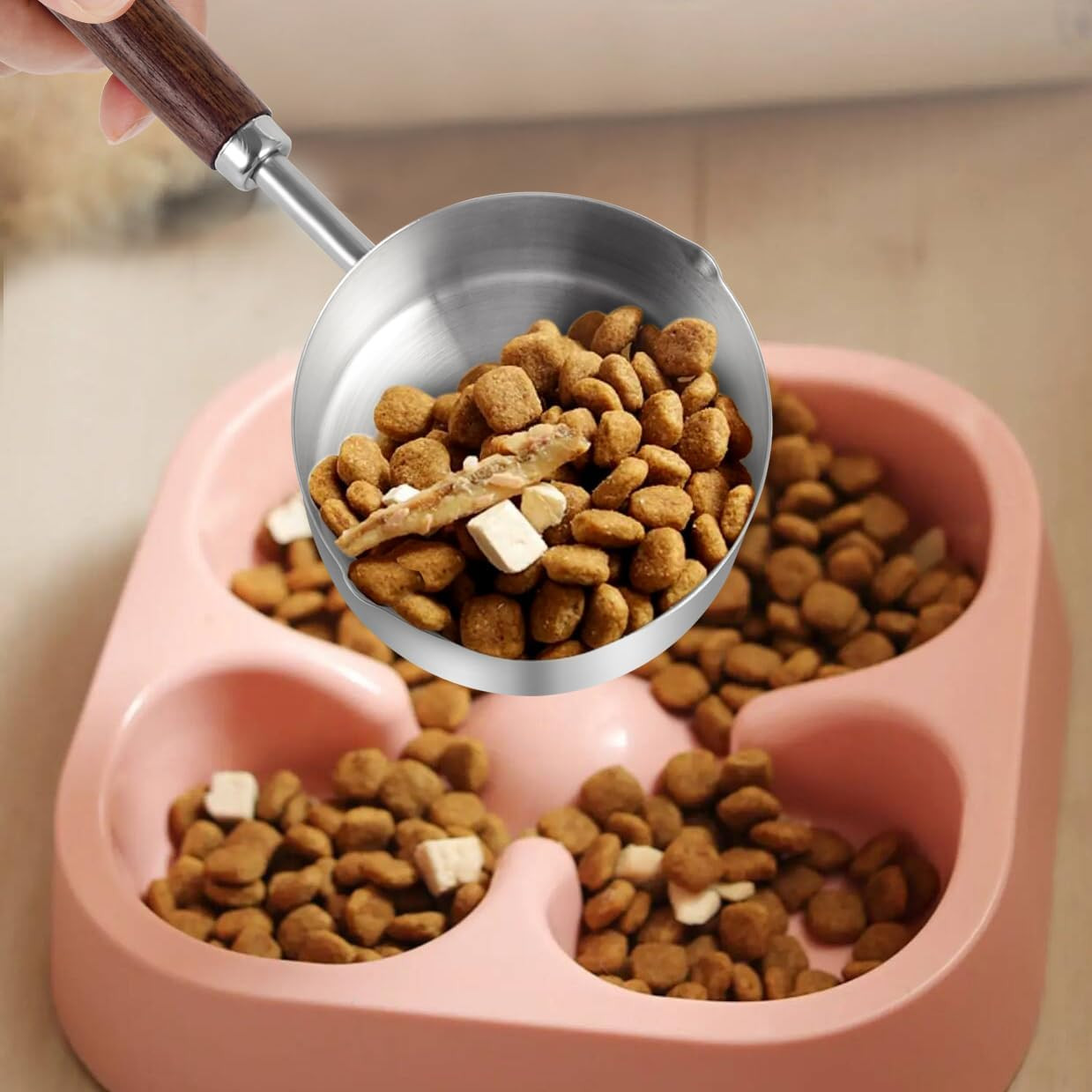 Dog Food Scoop, 1 Cup and 1/2 Cup, 304 Stainless Steel Pet Food Scoop Measuring
