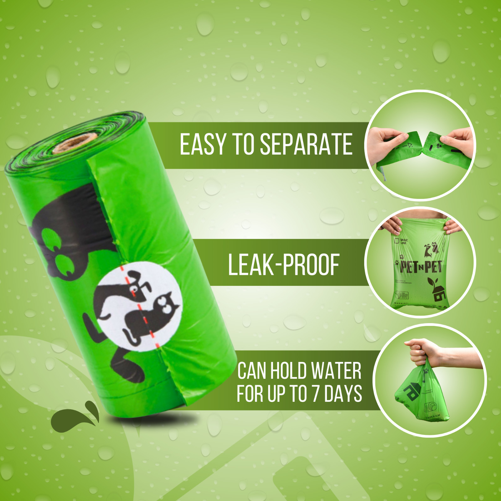 Pet N Pet 1080 Counts Green Poop Bags for Dogs, 38% Plant Based