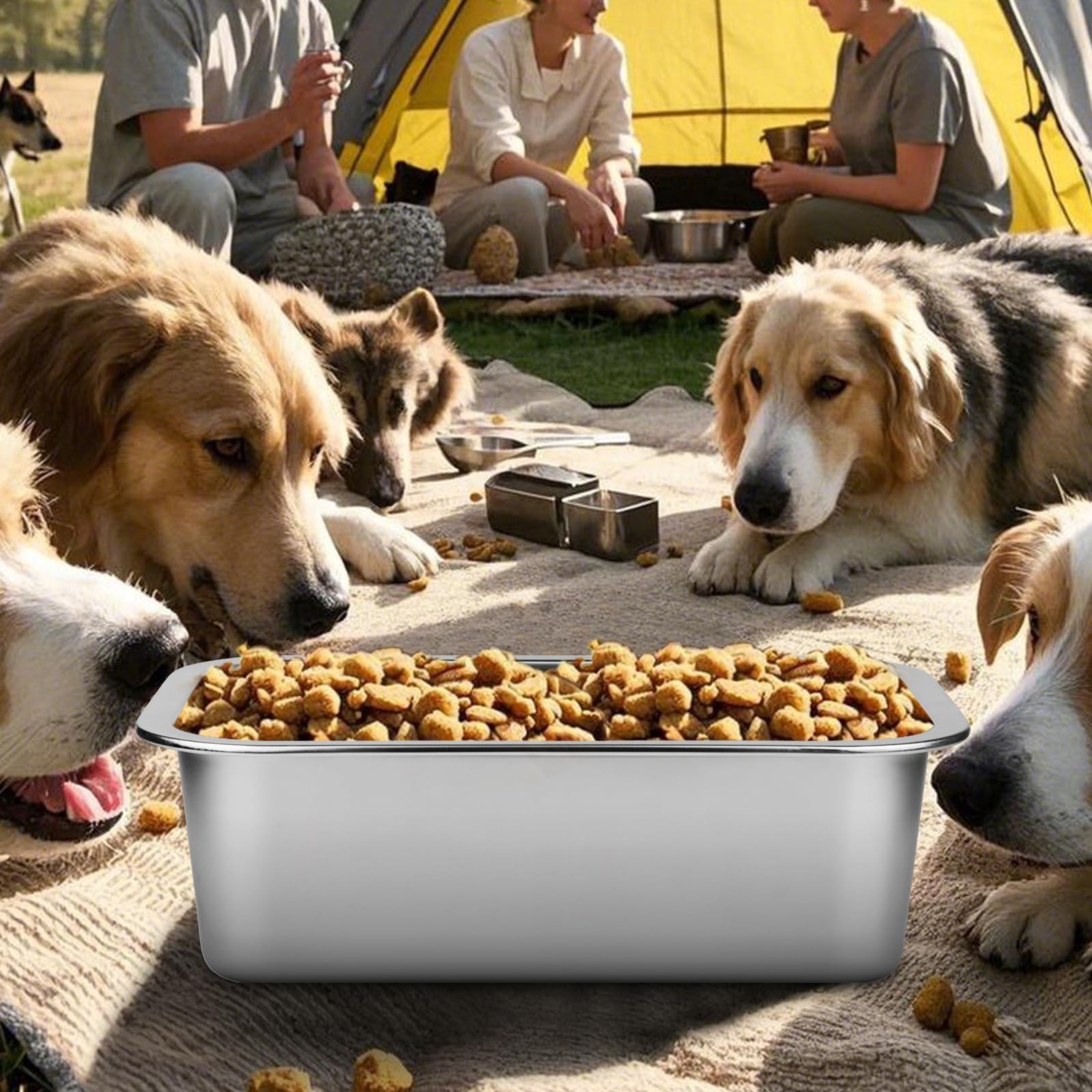 Ohtomber Stainless Steel 1.25 Gallons Large Dog Water Bowl Metal Pet Dog Wate…