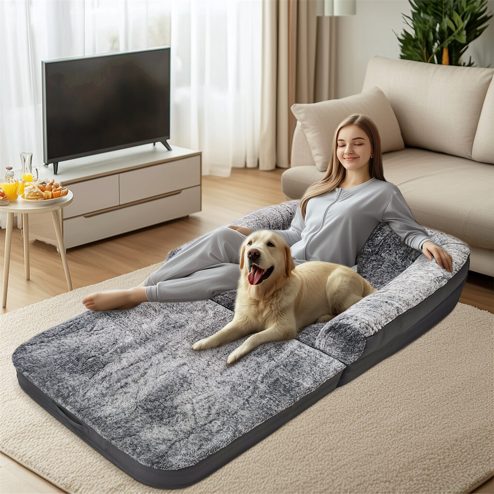 180cm XXXL Foldable Human Dog Bed Orthopedic Dog Sofa Bed with Blostered Pillow