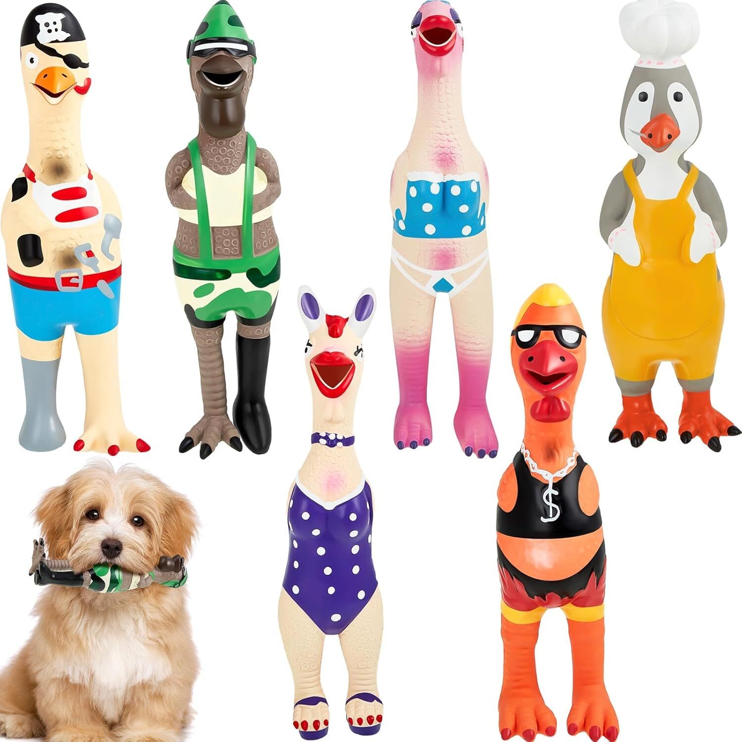 6 Pcs Dog Latex Squeaky Toys Chicken Interactive Toy as pictures shown