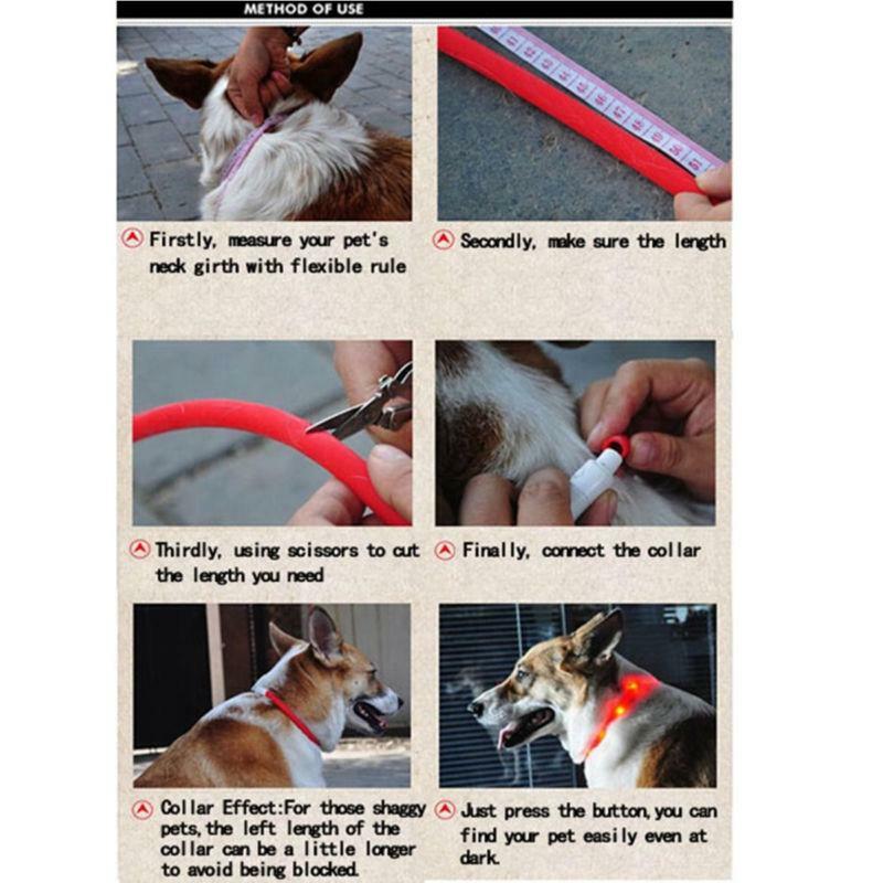 SOFT SILICONE LED FLASH dot LIGHT-UP glow el USB rechargeable Pet Dog Cat COLLAR