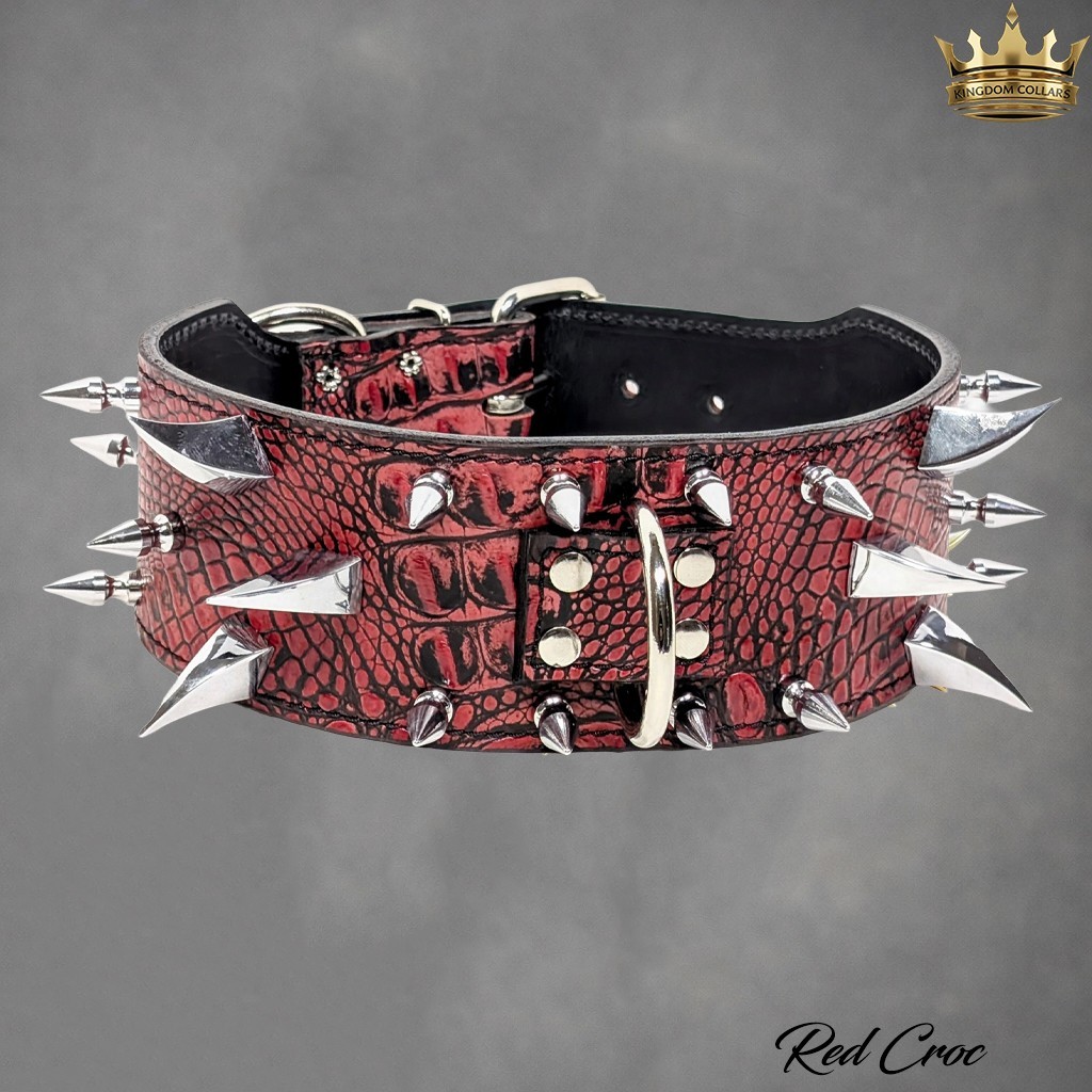 Custom Italian Leather Spiked Dog Collar 3″ Dragon Claws Tree Spikes Handmade