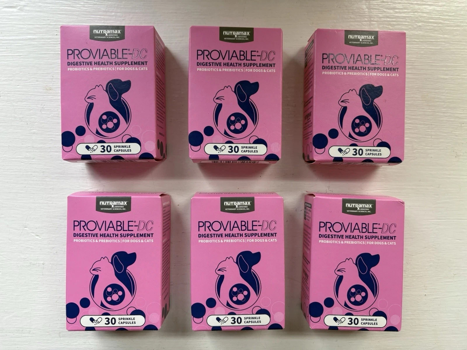 6 New 30ct Nutramax Proviable-DC Probiotic Sprinkle Capsules For Dogs- Exp 06/27