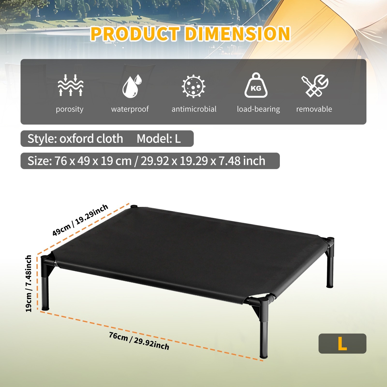 Elevated Dog Bed Pet cot for Large Dog Portable Raised Dog Cot Indoor and Outd