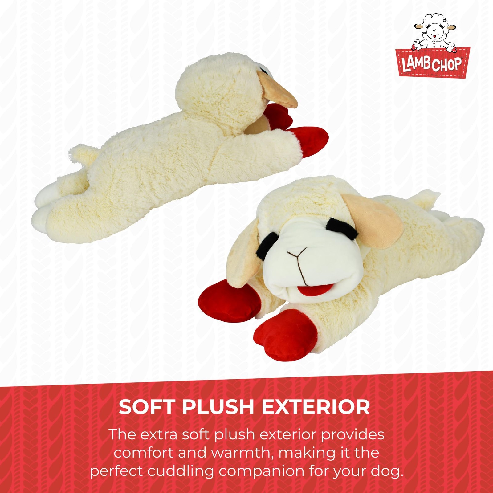 Officially Licensed Lamb Chop Jumbo White Plush Dog Toy, 24-Inch