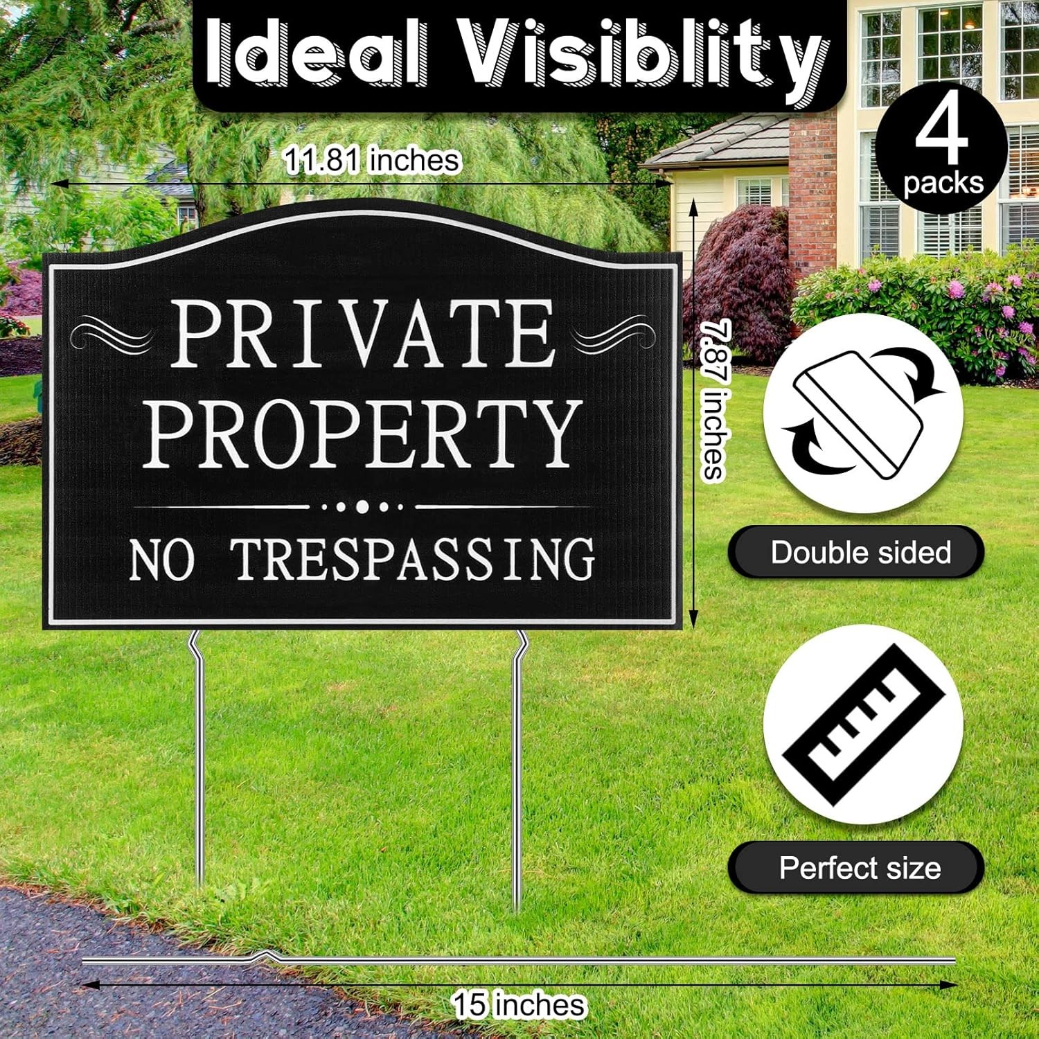 Maitys 4 Pcs Private Property No Small Signage, As Shown on the Picture