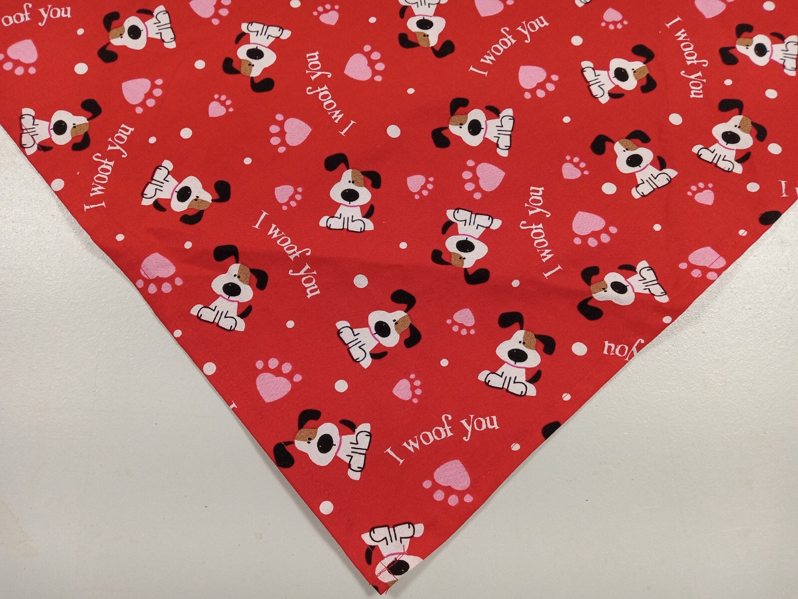 Dog Bandana/Scarf, Paw Prints, Hearts, Valentines, Red, XS, S, M, L