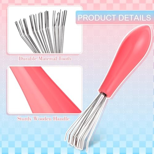 2 Pieces Hair Brush Cleaning Tool Comb Set 2-in-1 Mini Hair Pink and White